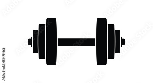 A stark black barbell design against a white background depicts strength and fitness a bold silhouette high quality