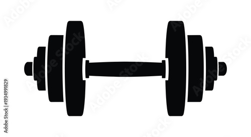 A stark black silhouette of a dumbbell representing strength fitness and exercise equipment silhouette high quality professional detailed