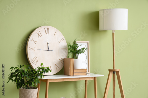 Interior of room with clock...