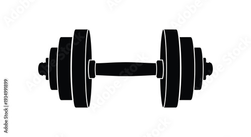 A striking black silhouette depicts a standard dumbbell ideal for fitness and strength training silhouette high quality professional