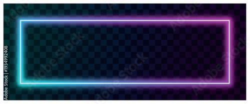 Brightly colorful neon rectangle frames cyan and magenta isolated on a black background Artwork