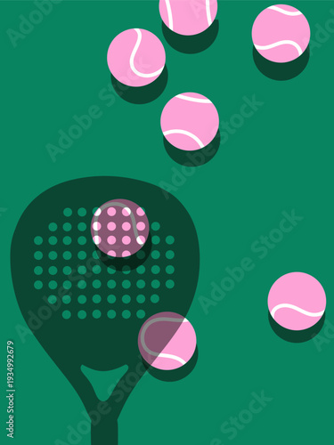 Modern flat vector illustration set of a female padel tennis player with racket and balls. Perfect for sports posters, social media banners, club promotion, and athletic branding.