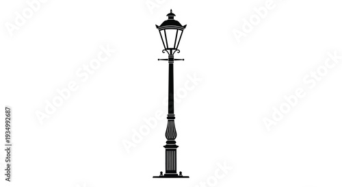 A solitary black lamp post stands prominently against a white background a striking silhouette high quality professional detailed