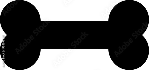 Dog bone silhouette icon, pet chew toy symbol vector illustration isolated on white background, simple black canine food shape graphic