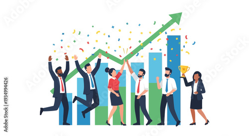 Corporate Teamwork Concept Celebrated in a Professional Office Meeting Vector Illustration