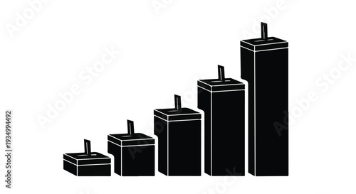 Growing business success visualized through increasing skyscraper heights