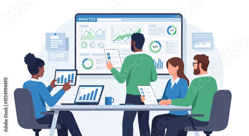 Professional office meeting vector illustration showcasing corporate teamwork concept and business vector illustration in a modern workspace environment