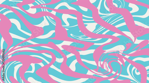 Flowing Liquid Pink and Blue Line Psychedelic Style Background