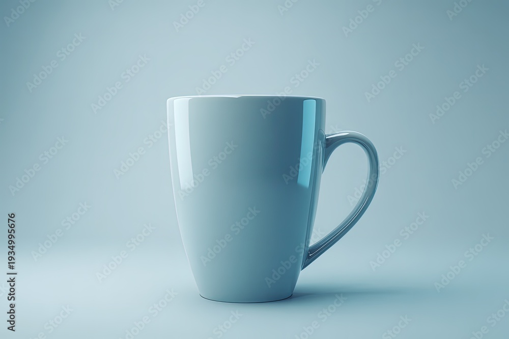 Obraz premium Blank Light Blue Ceramic Mug On Light Blue Background