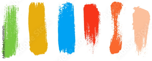 Hand drawn vector colorful dry brush strokes, paint stains, artistic textured backgrounds collection. Text boxes, frames set. Grungy rectangles, wide stripes, uneven shapes, rough edges.