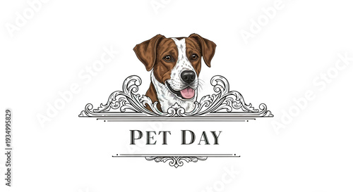 Brown and White Dog Illustration Pet Day.