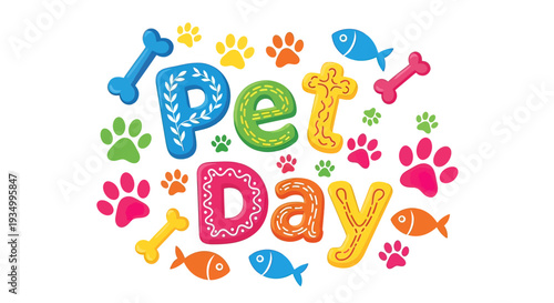 Colorful Pet Day Illustration with Icons.