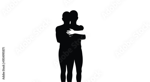 Two figures embrace in a comforting silhouette, symbolizing connection and support