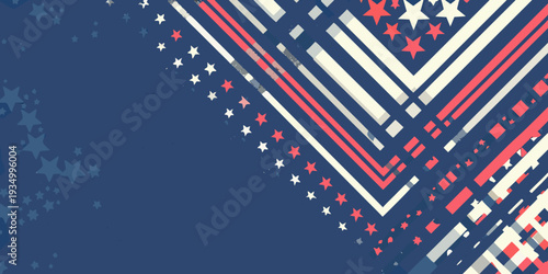 Abstract patriotic background featuring red white and blue stars and stripes