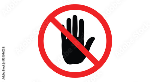 A striking red prohibition sign featuring a black hand gesture within a circle a clear silhouette high quality