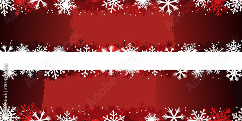 Festive red background adorned with delicate white snowflakes winter design