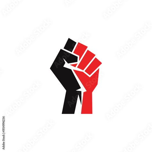 Stylized Red and Black Fist Icon for Protest and Social Movement