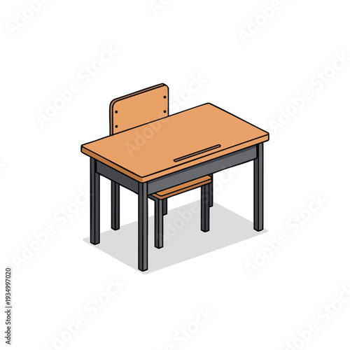 Modern Wooden and Metal Student Desk with Adjustable Height for Classroom or Home Office