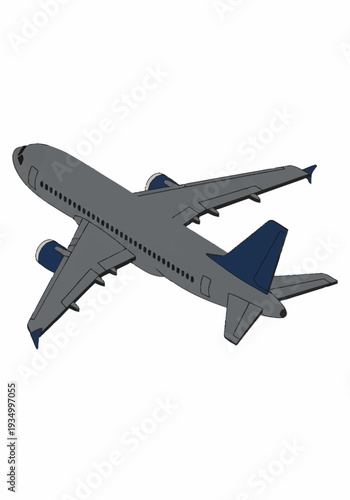 Airplane flying through the sky.