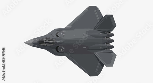 Modern stealth fighter jet aircraft viewed from above.