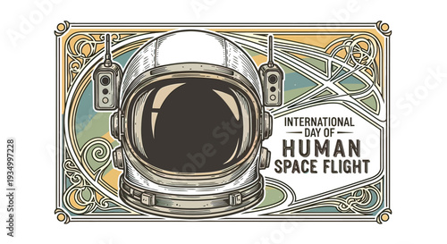 Astronaut Helmet Space Suit Illustration Design.