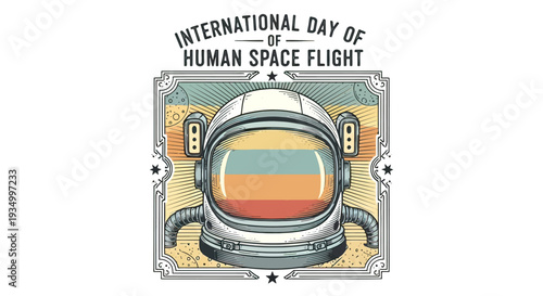 Astronaut Helmet Space Suit International Day.
