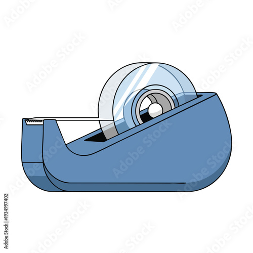 Modern Adhesive Tape Dispenser with Clear Roll for Office or Craft Use