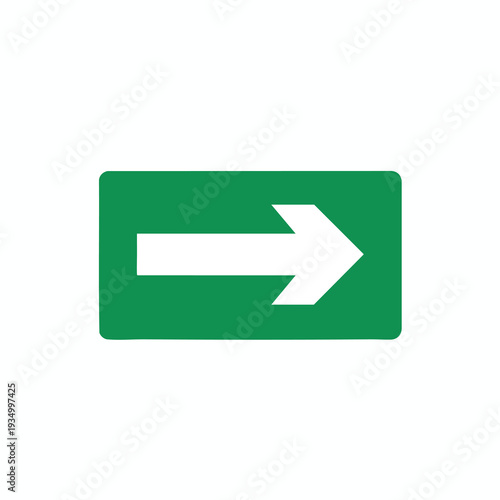Green Emergency Exit Sign with Right Arrow for Building Safety