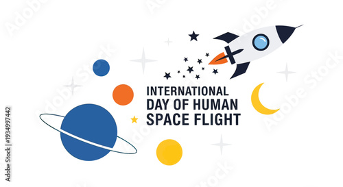 International Day of Human Space Flight Illustration.