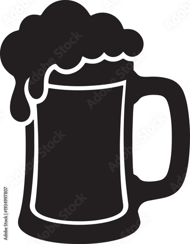 Beer Mug with Foam Oktoberfest Drink Icon,Classic Beer Glass Mug Alcohol Beverage Symbol