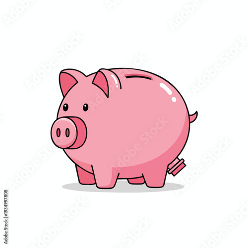 Cute Cartoon Pink Piggy Bank Illustration for Savings and Finance Concepts