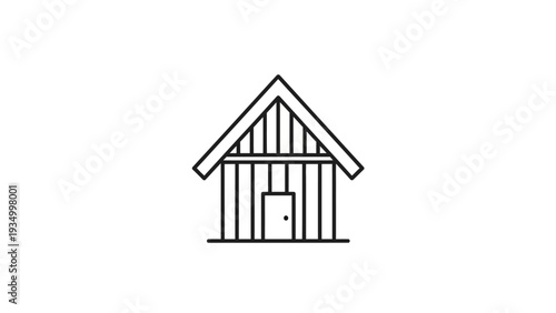 Simple Line Drawing of a House.