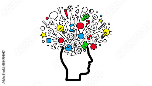 Thinking Head with Idea Symbols.