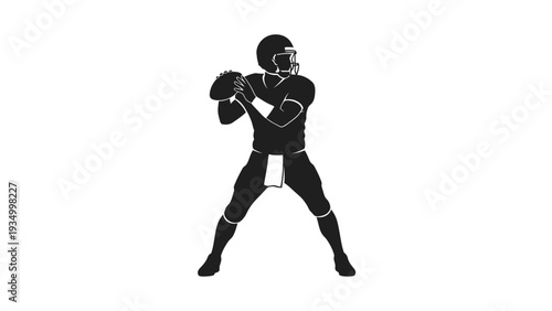 American Football Player Throwing Ball.