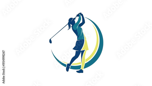 Golfer Silhouette Golf Swing Motion.