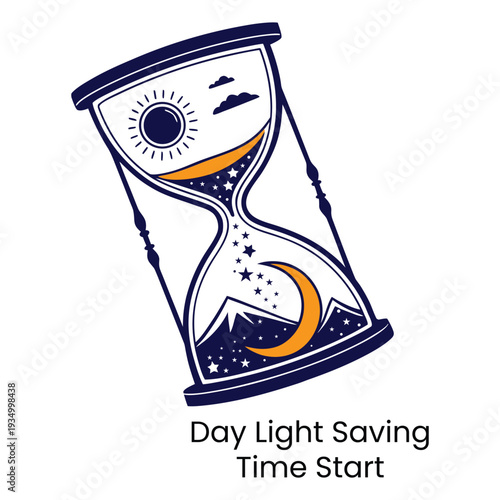 Blue hourglass with moon and stars inside