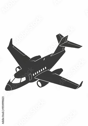 Black Silhouette of an Airplane in Flight.