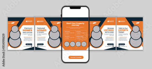 Modern Home for Sale Real Estate Social Media  microblog carousel post Design Template