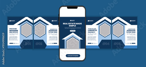 Modern Home for Sale Real Estate Social Media  microblog carousel post Design Template