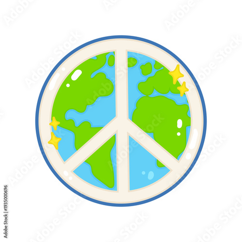 Cute peace symbol on earth globe clipart