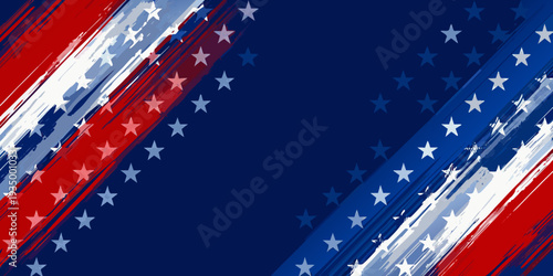 Abstract patriotic background featuring stars and stripes in red white and blue