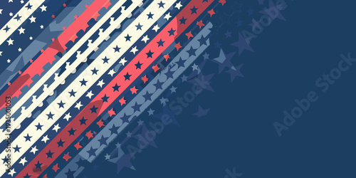 Abstract patriotic background featuring red white and blue stars and stripes