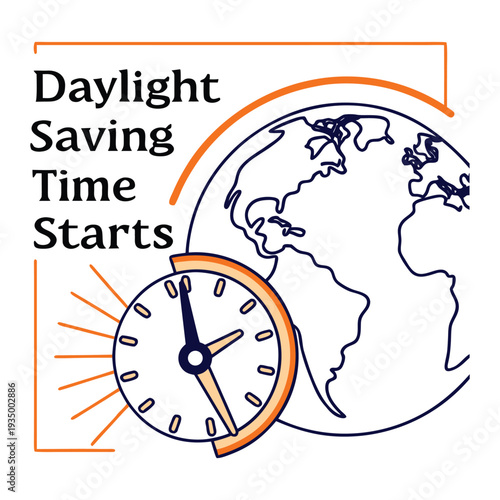 World map with clock face for global time change