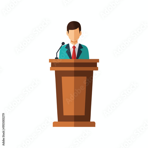 Man speaking at a podium