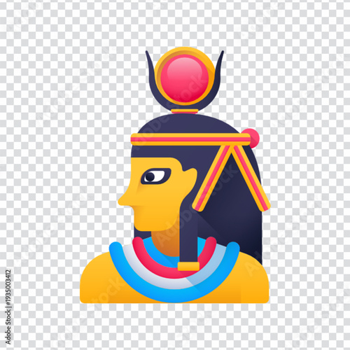 Hathor Cow Horns Sun Disc Icon