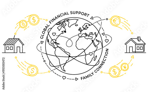 Global Money Transfer and Family Support Monoline Background