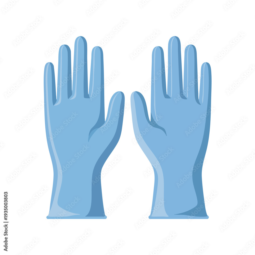 Fototapeta premium Blue Gloves Illustration on White Background
