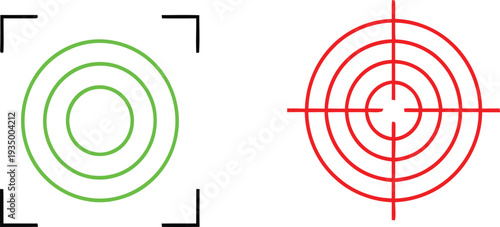 Concentric elliptical targets with crosshairs and corner brackets