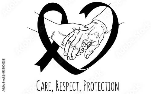 Respect and Care for Elderly Monoline Hands Background