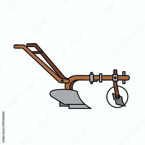 Illustration of a garden tool for digging and cultivating soil